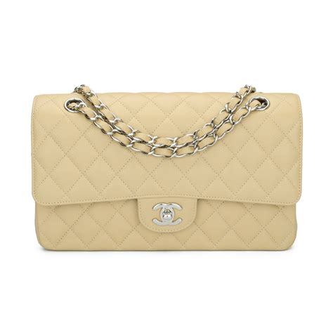 chanel classic flap beige caviar